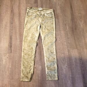 Reiko Thelma Skinny Pant With grommets Casual Stretch Green Python Print 28